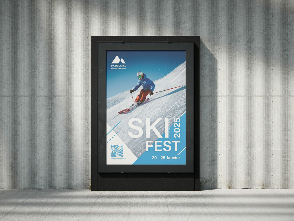 Mockup de l’affiche hiver Pic de Gance réalisée par Marta Smirnova