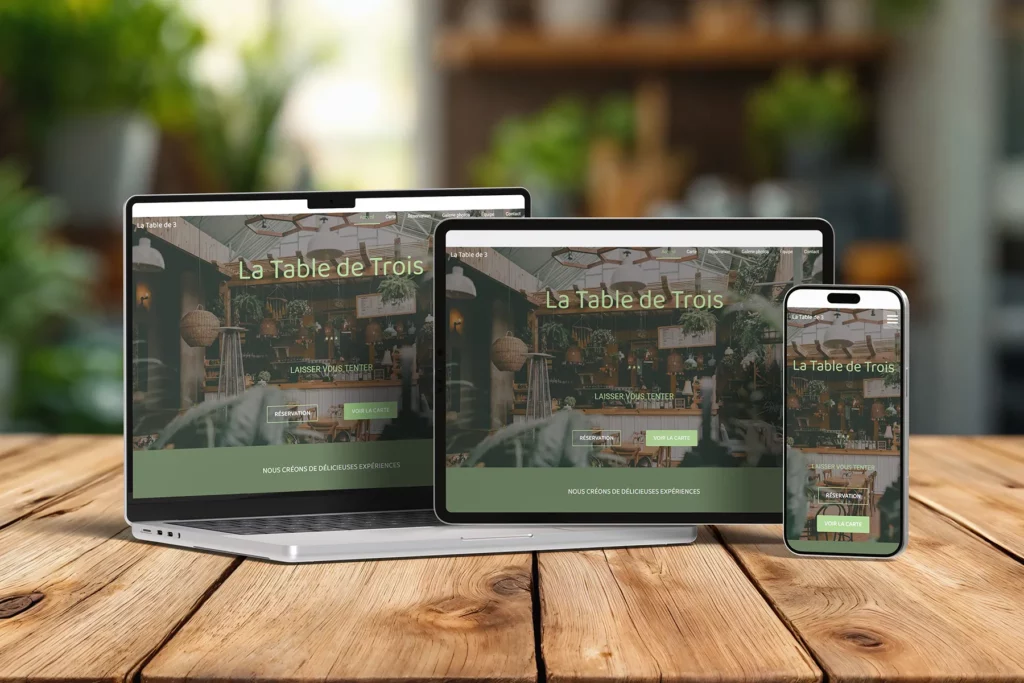 Mockup du site du restaurant « La Table de Trois » version 2 par Marta Smirnova