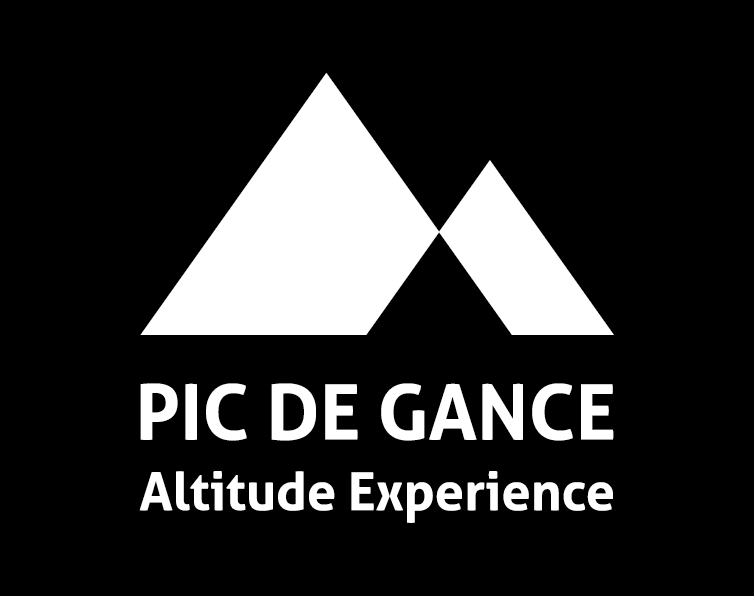 Logo blanc sur fond noir Pic de Gance créé par Marta Smirnova