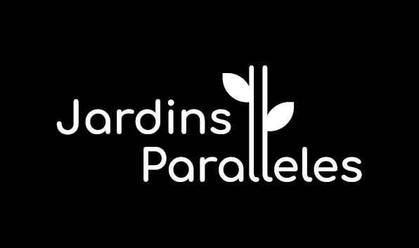 Logo "Jardins Parallèles" blanc sur le site-portfolio de Marta Smirnova